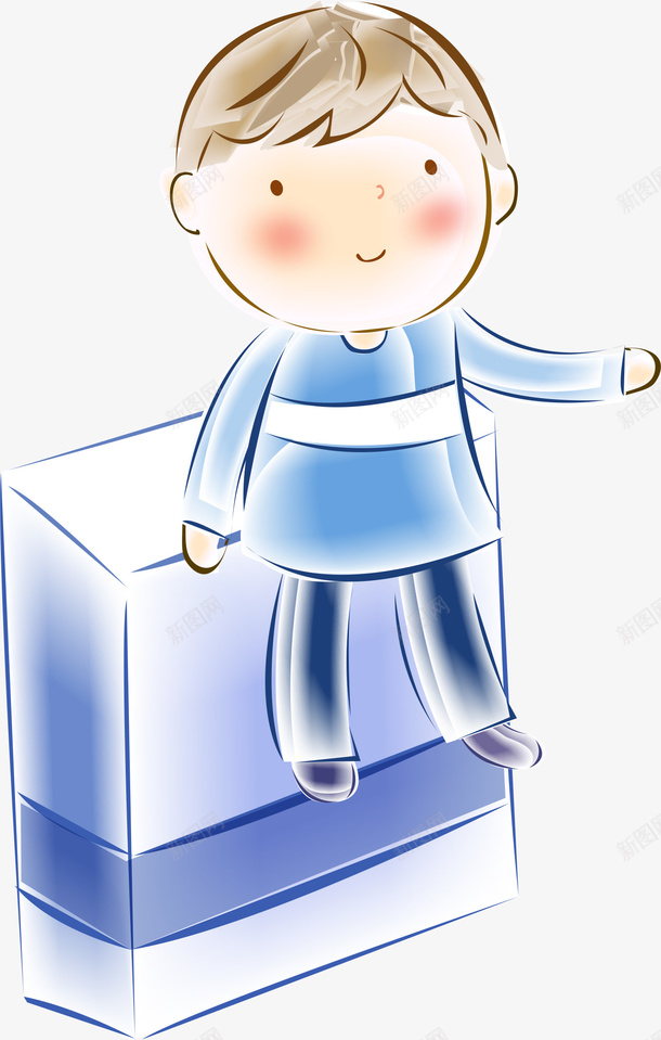 手绘儿童矢量图ai免抠素材_新图网 https://ixintu.com AI 儿童 卡通 可爱 孩子 小孩 手绘 插画 线条 蓝色 矢量图