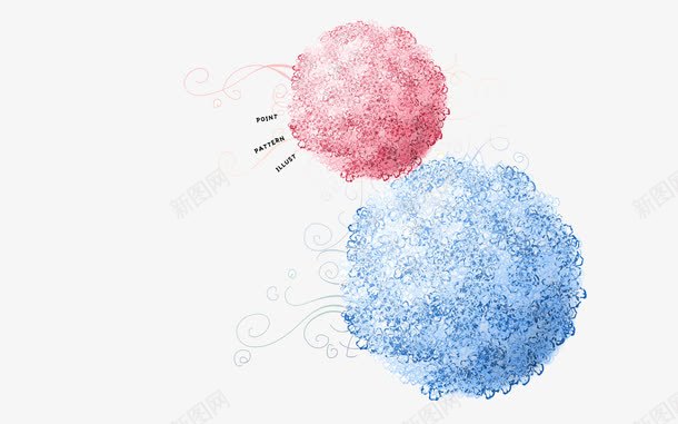 粉色蓝色的绣花球png免抠素材_新图网 https://ixintu.com 粉色 绣球 绣花图片 绣花球 花球 蓝色