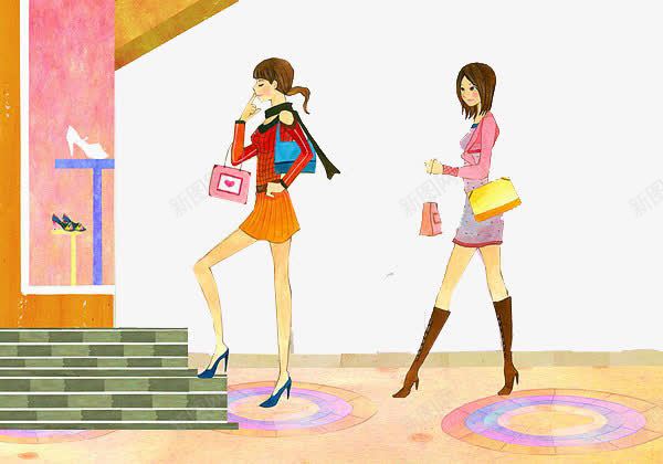 美女购物png免抠素材_新图网 https://ixintu.com 卡通 美女 购物 鞋子