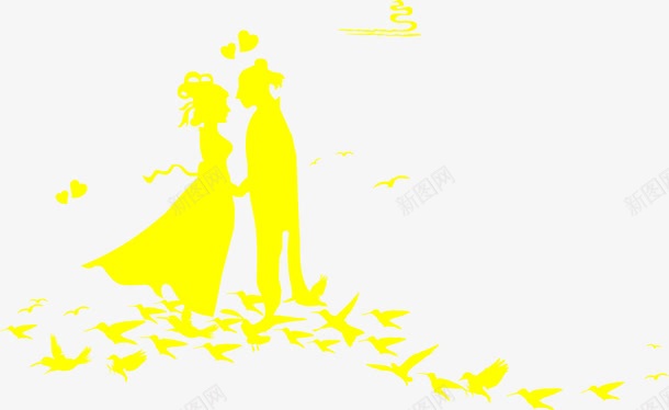 黄色牛郎织女大雁png免抠素材_新图网 https://ixintu.com 大雁 牛郎织女 黄色