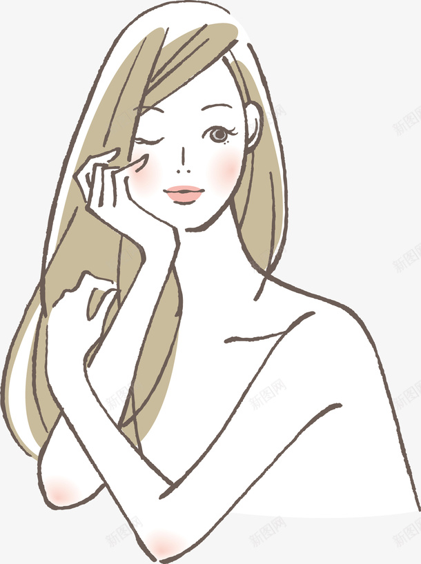 手绘线条绘画爱美女孩png免抠素材_新图网 https://ixintu.com 女孩 手绘 爱美 线条 绘画
