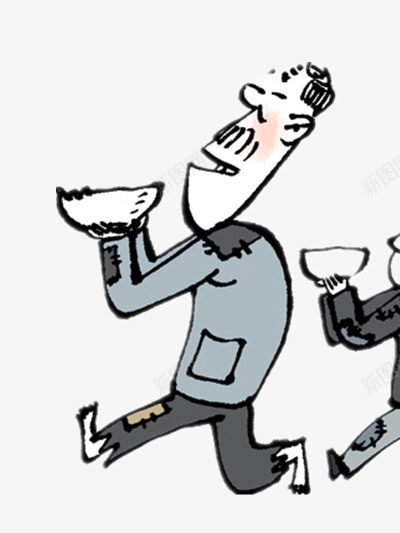 排队打饭的人png免抠素材_新图网 https://ixintu.com 人物 卡通 灰色 队列
