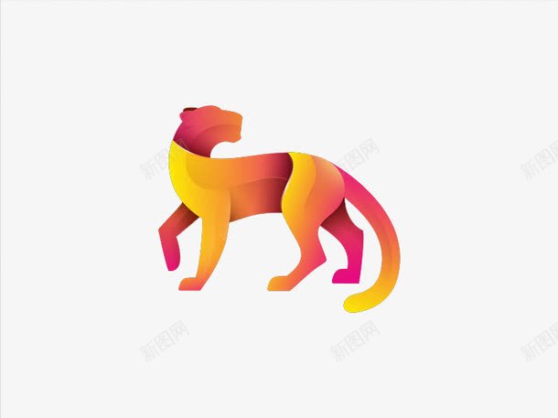 创意猫科动物png免抠素材_新图网 https://ixintu.com 动物 渐变豹子 猫科动物 豹子