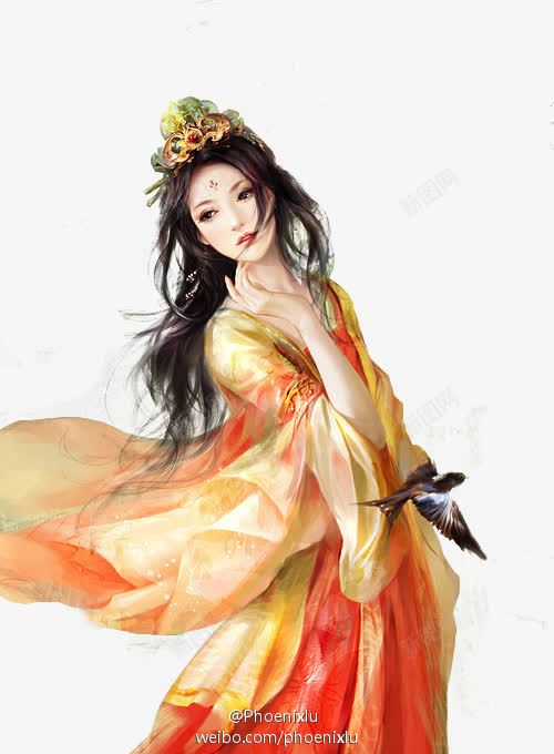 古风橙衣倾世美女png免抠素材_新图网 https://ixintu.com 古风 美女