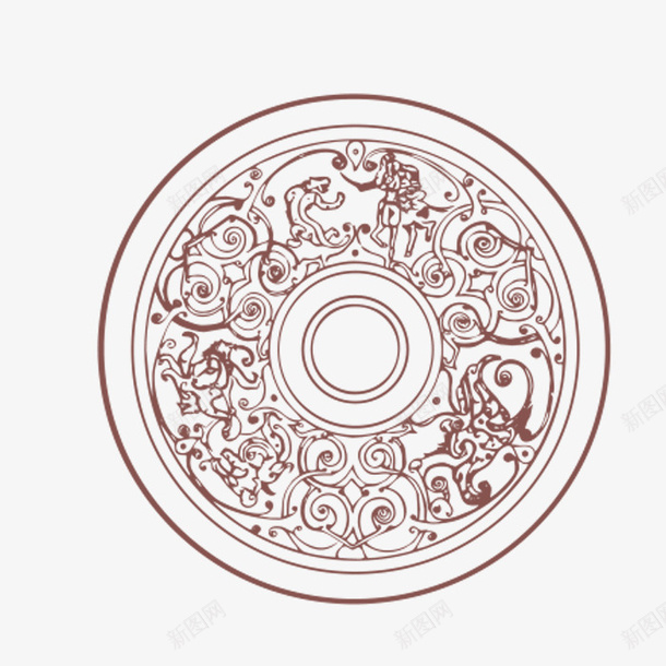 花纹圆盘png免抠素材_新图网 https://ixintu.com png图形 png装饰 圆盘 棕色 花纹 装饰