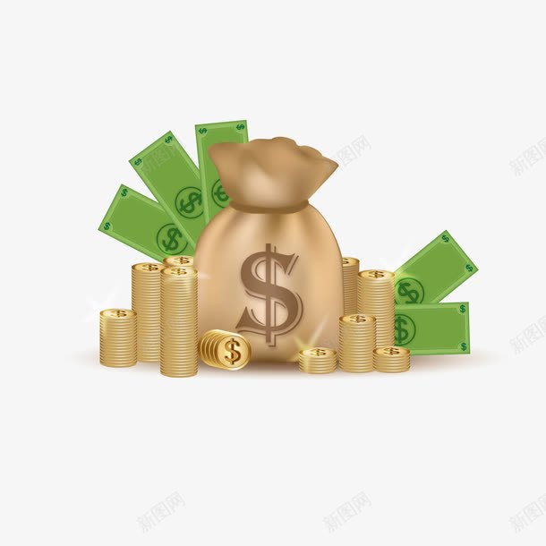 金币金融png免抠素材_新图网 https://ixintu.com 金币 金条 金融 钱袋
