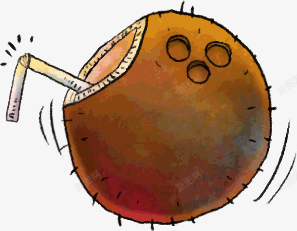 夏季卡通棕色椰子png免抠素材_新图网 https://ixintu.com 切开的椰子 卡通椰子 夏季椰子 棕色椰子 椰子汁 水果