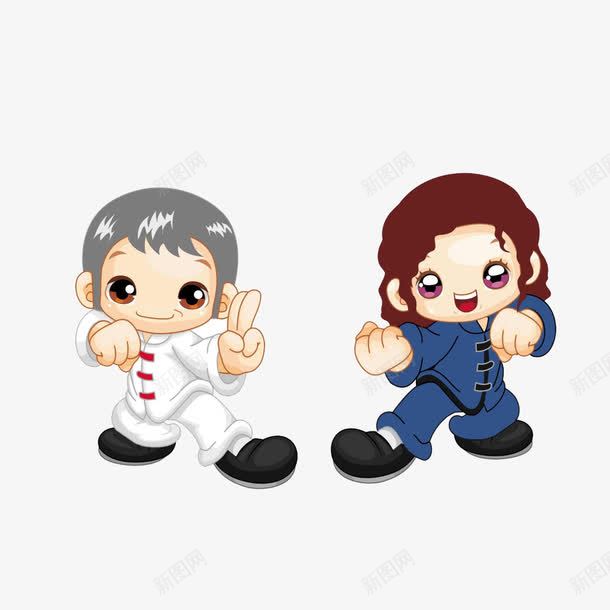 卡通练太极的人png免抠素材_新图网 https://ixintu.com 人物 卡通 卡通太极拳 太极 太极小人