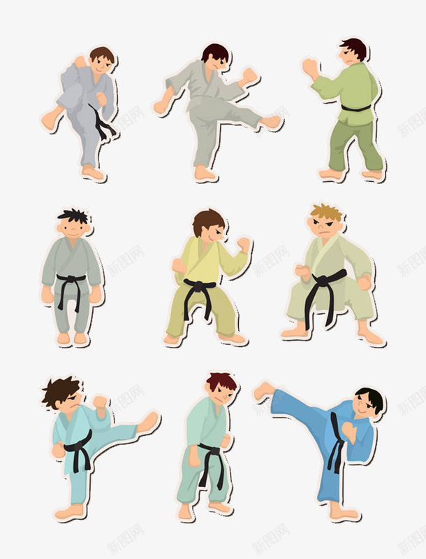 跆拳道动作png免抠素材_新图网 https://ixintu.com 健康 卡通手绘 强身健体 手绘手脚 教育 装饰 运动