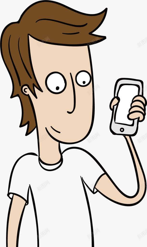 拿手机男孩png免抠素材_新图网 https://ixintu.com 可爱 彩色 手机 手绘 男孩 短发 素描