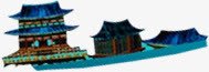 复古蓝色中国风阁楼中秋png免抠素材_新图网 https://ixintu.com 中秋 国风 复古 蓝色 阁楼