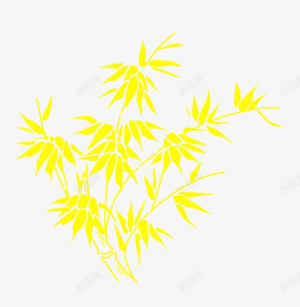 黄色竹叶剪影psd免抠素材_新图网 https://ixintu.com 剪影 叶 竹 黄色