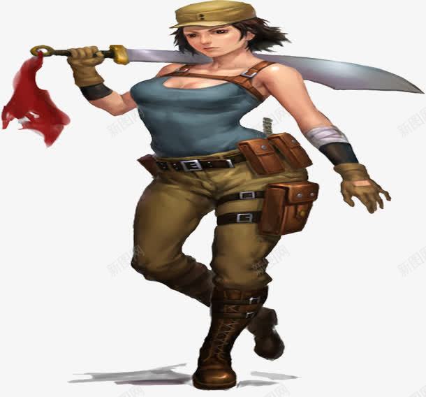 拿刀的女士兵png免抠素材_新图网 https://ixintu.com 手拿刀 手拿大刀的女兵 扛着大刀 拿刀的女兵