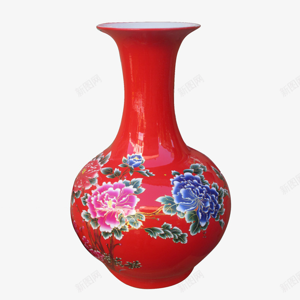 广口花瓶png免抠素材_新图网 https://ixintu.com 中国 喜庆 瓷器 红色