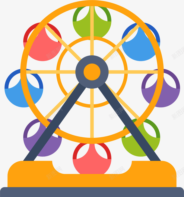 卡通扁平化游乐场图标png_新图网 https://ixintu.com 卡通图标 卡通设计 扁平化游乐场 游乐 游乐场 设施