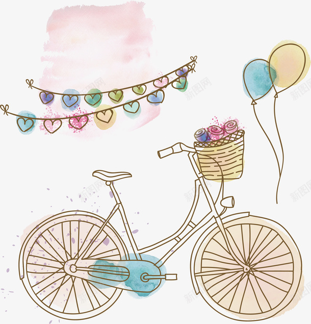 浪漫的爱情矢量图ai免抠素材_新图网 https://ixintu.com 单车 气球矢量图 浪漫爱情 爱情 矢量图