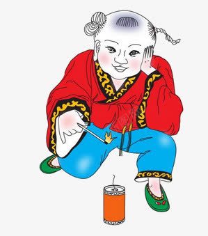 年画png免抠素材_新图网 https://ixintu.com 小人 放鞭炮 过节