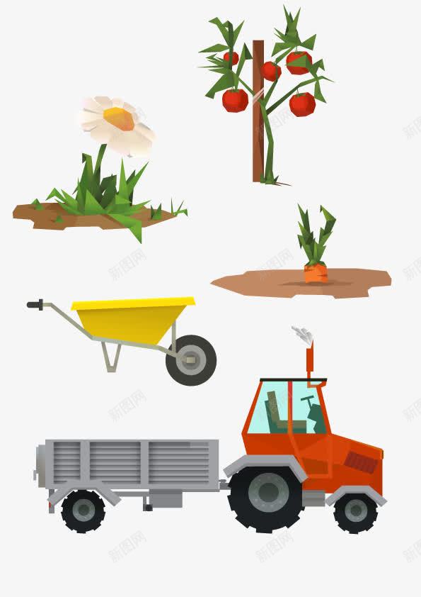 植物手推车png免抠素材_新图网 https://ixintu.com 植物 水果 素材 花朵 萝卜