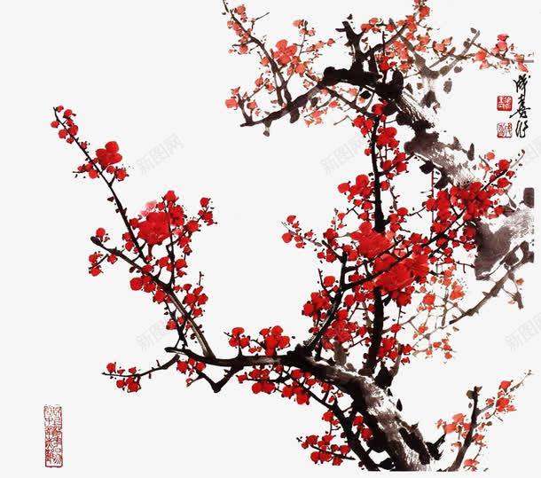 2017梅花中国风png免抠素材_新图网 https://ixintu.com 水墨 清新 简单中国风