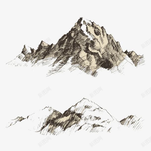 山脉风景png免抠素材_新图网 https://ixintu.com 山峰插画 山脉插画 绘画艺术