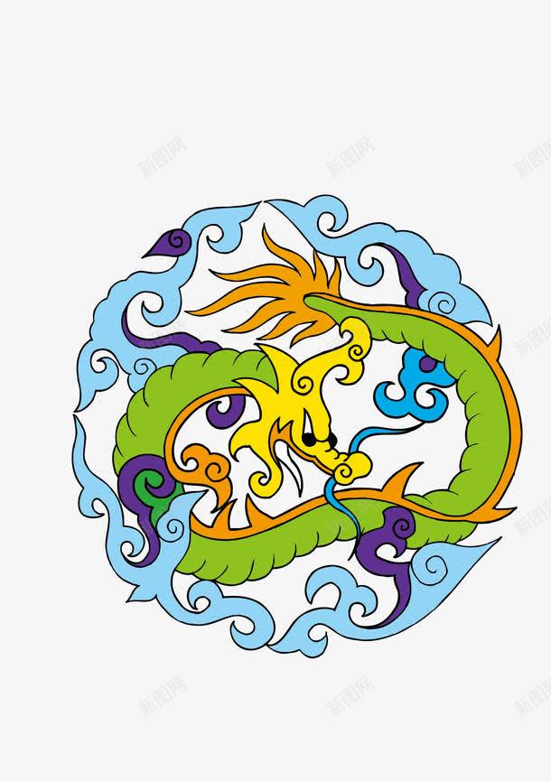 传统龙纹圆形刺绣图案png免抠素材_新图网 https://ixintu.com 刺绣 古典 名族 龙纹