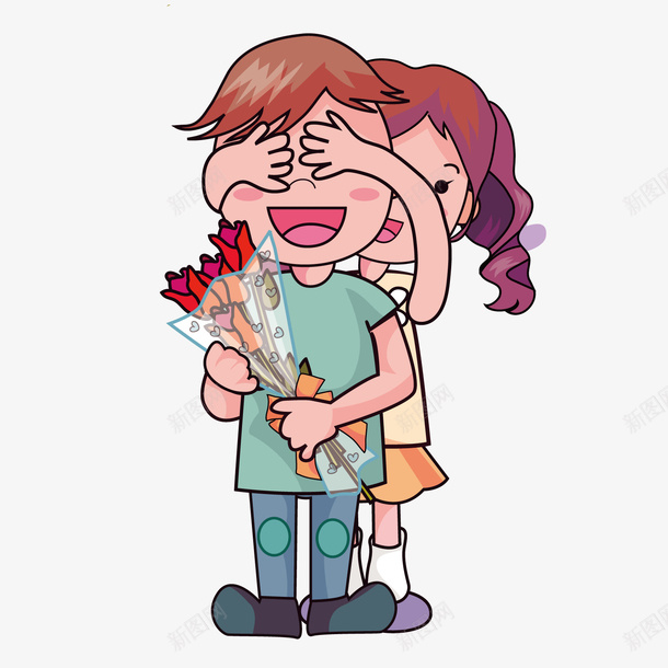 卡通鲜花玫瑰情侣矢量图ai免抠素材_新图网 https://ixintu.com 卡通 情侣 玫瑰 矢量图