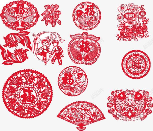 中国风剪纸元素png免抠素材_新图网 https://ixintu.com 中国风 剪纸 新年 红色