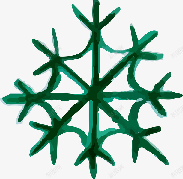 绿色手绘雪花矢量图ai免抠素材_新图网 https://ixintu.com 圣诞节装饰 手绘 水彩 矢量图案 窗花 绿色 雪花 矢量图