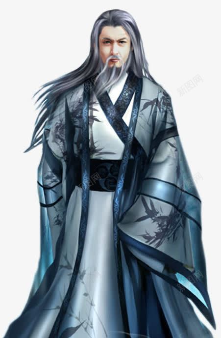 白发白胡古风手绘男子png免抠素材_新图网 https://ixintu.com 古风 男子 白发