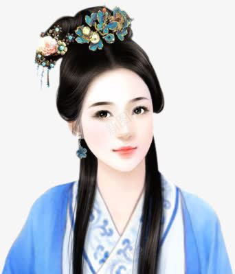 蓝裙秀雅女子png免抠素材_新图网 https://ixintu.com 女子 秀雅