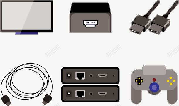 电子产品png免抠素材_新图网 https://ixintu.com 数据线 游戏手柄 电子产品 电脑