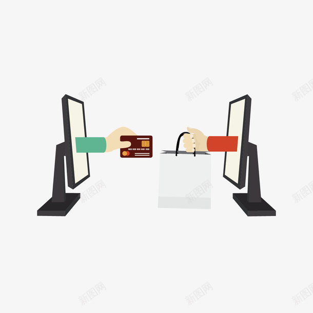 网络购物图案矢量图ai免抠素材_新图网 https://ixintu.com 电脑 电脑购物 购物 矢量图