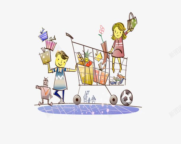儿童节装饰图案png免抠素材_新图网 https://ixintu.com 人物 儿童节 六一 卡通 小推车 装饰图案