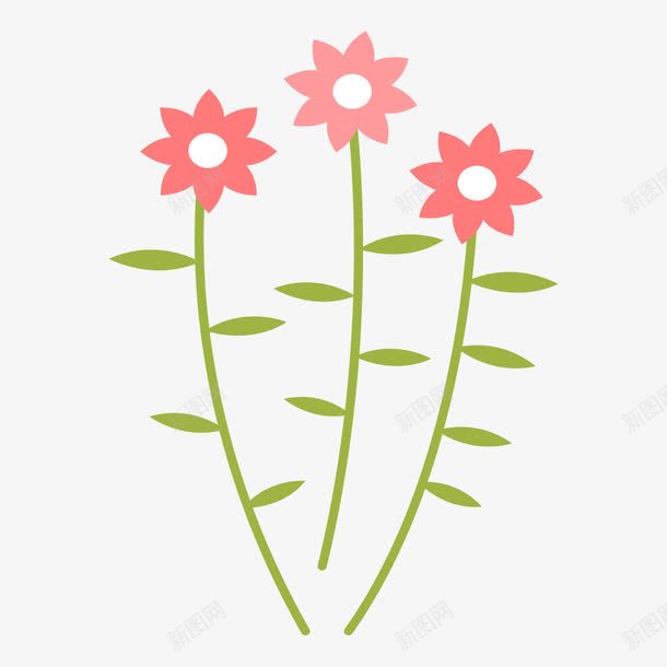 手绘三朵小花png免抠素材_新图网 https://ixintu.com 三朵 小花 手绘 红色花朵 花儿