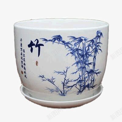 白色瓷盆png免抠素材_新图网 https://ixintu.com 产品实物 瓷器 瓷盆 白色 竹