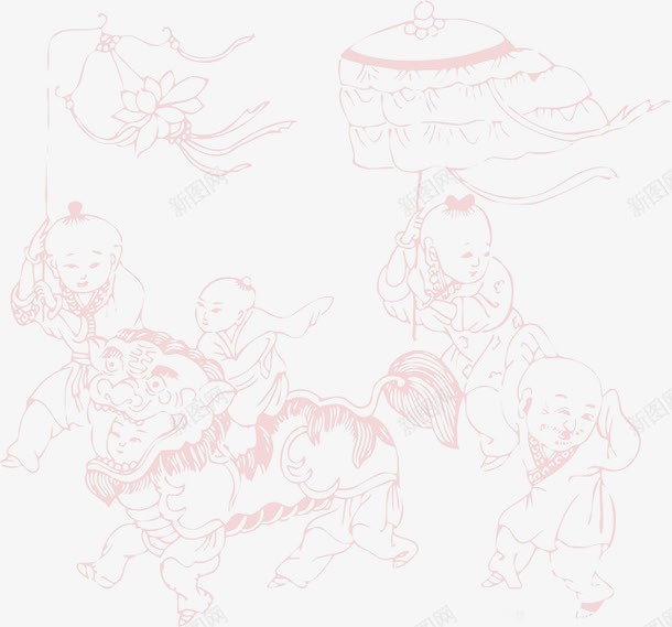 粉色中国画过节的儿童中秋png免抠素材_新图网 https://ixintu.com 中国画 中秋 儿童 粉色 过节
