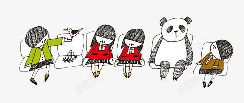 孩子与大熊猫png免抠素材_新图网 https://ixintu.com 女孩 手绘 插画