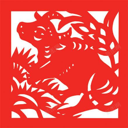 红色剪纸小牛装饰png免抠素材_新图网 https://ixintu.com 剪纸 红色 装饰