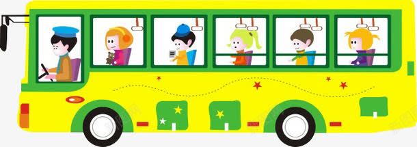 黄色的公交车png免抠素材_新图网 https://ixintu.com 人海 公交 行走 设计 车 黄色