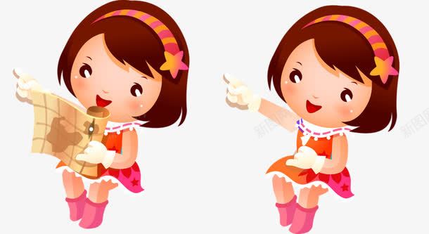 两个小女孩png免抠素材_新图网 https://ixintu.com 可爱 大眼睛 手绘 萌萌