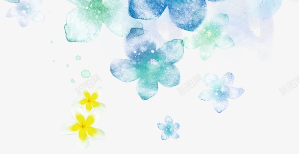 水彩唯美花朵背景png免抠素材_新图网 https://ixintu.com 唯美 小黄花 水彩 背景 花朵