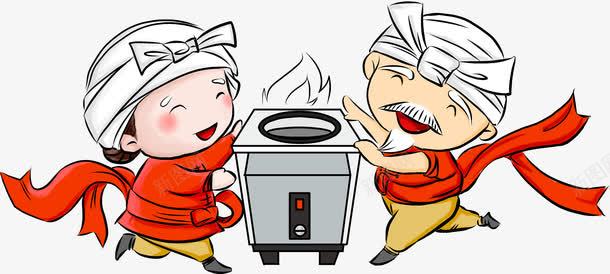 节日卡通人物png免抠素材_新图网 https://ixintu.com 人物 做饭 卡通 孙子 爷爷 红色 节日