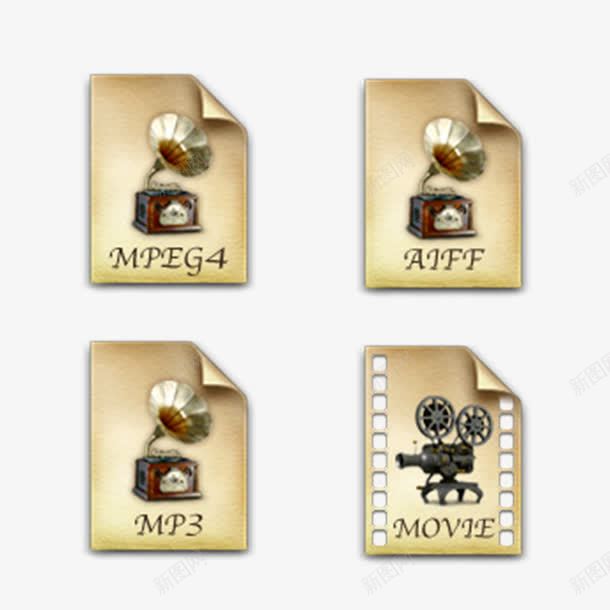 牛皮纸图标psd_新图网 https://ixintu.com 图标 牛皮纸 留声机