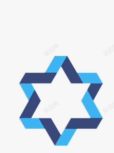 立体六角星边框png免抠素材_新图网 https://ixintu.com 变色 纹理 蓝色 边框