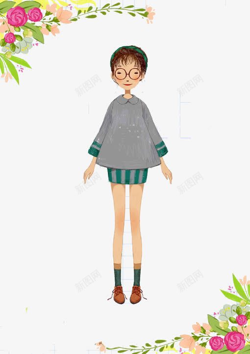 时尚的女孩png免抠素材_新图网 https://ixintu.com 儿童插画 卡通 卡通人物 卡通动物 可爱 女孩 插画 故事插画 时尚