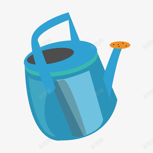 蓝色洒水壶矢量图ai免抠素材_新图网 https://ixintu.com 水壶 洒水壶 蓝色 矢量图