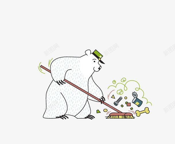 北极熊搞卫生png免抠素材_新图网 https://ixintu.com 动物 北极熊 卡通