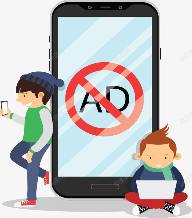 手机屏蔽网络广告矢量图ai免抠素材_新图网 https://ixintu.com 屏蔽广告 广告 手机广告 手机端 矢量png 网络广告 矢量图