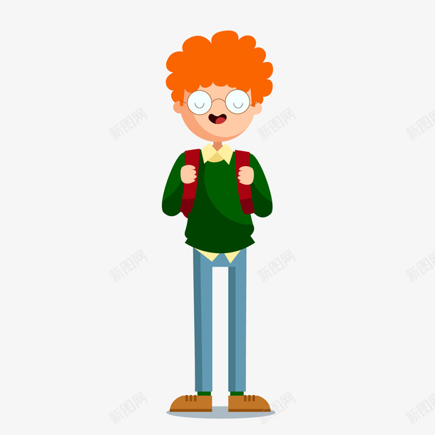 背着书包的学生png免抠素材_新图网 https://ixintu.com 卡通学生 学生 小孩子 男孩子 背景装饰