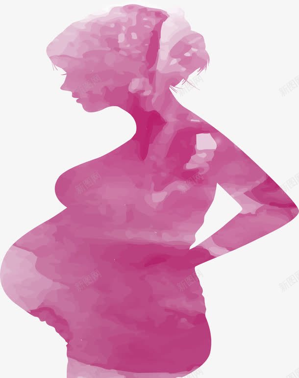 紫色手绘人物孕妇剪影png免抠素材_新图网 https://ixintu.com 人物 剪影 孕妇 紫色